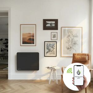 THERMOCERAM Radiateur électrique connecté 1000W à inertie sèche céramique horizontal Noir Alice - Publicité THERMOCERAM Radiateur électrique connecté 1000W à inertie sèche céramique horizontal Noir Alice - Publicité