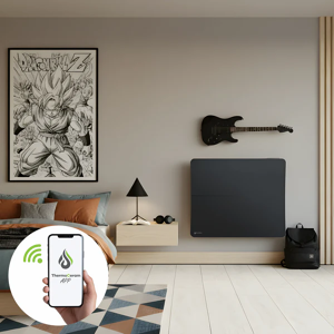 THERMOCERAM Radiateur électrique connecté 1500W double système de chauffe horizontal Noir Cira - Publicité THERMOCERAM Radiateur électrique connecté 1500W double système de chauffe horizontal Noir Cira - Publicité