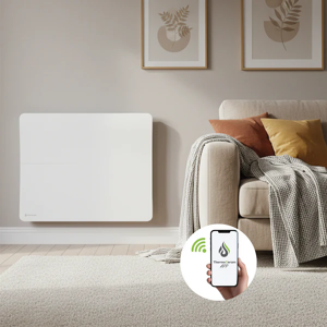 THERMOCERAM Radiateur électrique connecté 1500W double système de chauffe horizontal Blanc Cira - Publicité THERMOCERAM Radiateur électrique connecté 1500W double système de chauffe horizontal Blanc Cira - Publicité