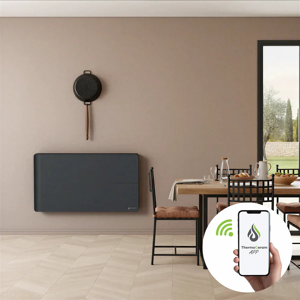 THERMOCERAM Radiateur électrique connecté 2000W double système de chauffe horizontal Noir Molia - Publicité THERMOCERAM Radiateur électrique connecté 2000W double système de chauffe horizontal Noir Molia - Publicité