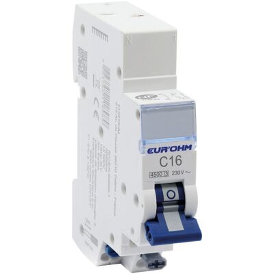 Disjoncteur EUR'OHM 1P+N 16A connexion rapide - 20316 - Publicité Disjoncteur EUR'OHM 1P+N 16A connexion rapide - 20316 - Publicité