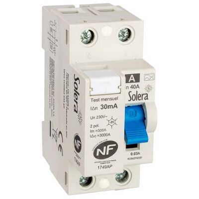 Interrupteur différentiel 40A type A 30 mA vis/vis RCBA2P4030F - SOLERA - Publicité Interrupteur différentiel 40A type A 30 mA vis/vis RCBA2P4030F - SOLERA - Publicité