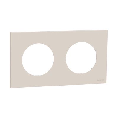 Plaque de finition 2 postes S902704 Odace Schneider - Beige sable - Publicité Plaque de finition 2 postes S902704 Odace Schneider - Beige sable - Publicité