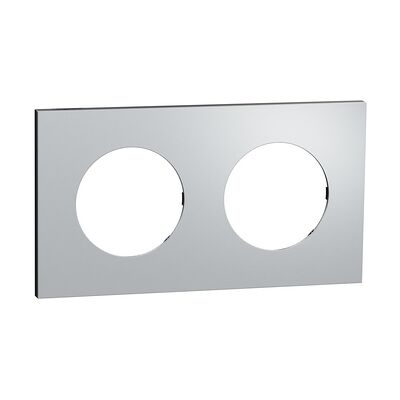 Plaque de finition 2 postes S913704 Odace Schneider - Effet Aluminium support noir - Publicité Plaque de finition 2 postes S913704 Odace Schneider - Effet Aluminium support noir - Publicité