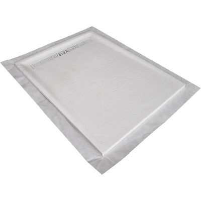 MARMOX Receveur résine HD SLATE LINE blanc imitation ardoise - grille caniveau excentrée - Publicité MARMOX Receveur résine HD SLATE LINE blanc imitation ardoise - grille caniveau excentrée - Publicité