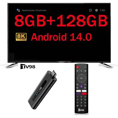 CLIBABIQBOX TV Stick 8 Go 128 Go Android 14.0 HD 8K 4K 3D 5G 4G WiFi TV98 Stick Allwinner H313 Quad Core Lecteur Multimédia pour Home Cinéma Smart IPTV - Publicité CLIBABIQBOX TV Stick 8 Go 128 Go Android 14.0 HD 8K 4K 3D 5G 4G WiFi TV98 Stick Allwinner H313 Quad Core Lecteur Multimédia pour Home Cinéma Smart IPTV - Publicité