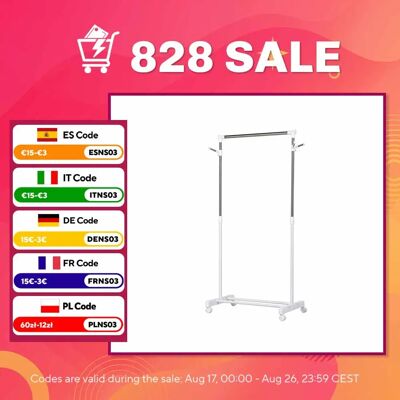 Porte-vêtements portable réglable standard Homcom avec roulettes 68,5X42X87-145 cm - Publicité Porte-vêtements portable réglable standard Homcom avec roulettes 68,5X42X87-145 cm - Publicité