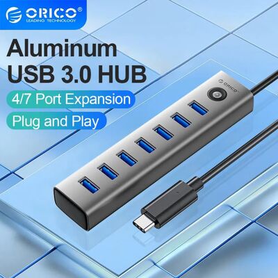 ORICO Hub USB 4/7 ports, répartiteur USB 3.0, transmission haute vitesse, Hub Type C, extension pour ordinateur portable, accessoires informatiques pour ordinateur portable - Publicité ORICO Hub USB 4/7 ports, répartiteur USB 3.0, transmission haute vitesse, Hub Type C, extension pour ordinateur portable, accessoires informatiques pour ordinateur portable - Publicité