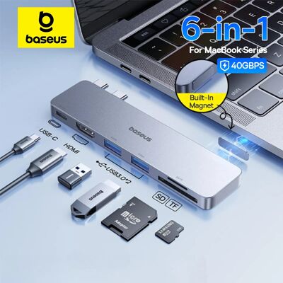 Baseus double USB-C Hub vers HDMI 4K 30Hz pour Thunderbolt 3/4 40Gbps USB 3.0 Type C HUB SD TF pour MacBook Pro Air USB Hub - Publicité Baseus double USB-C Hub vers HDMI 4K 30Hz pour Thunderbolt 3/4 40Gbps USB 3.0 Type C HUB SD TF pour MacBook Pro Air USB Hub - Publicité