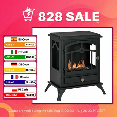 Cheminée au bioéthanol Homcom avec réservoir de 1,2 L 45X28X54 cm Noir - Publicité Cheminée au bioéthanol Homcom avec réservoir de 1,2 L 45X28X54 cm Noir - Publicité