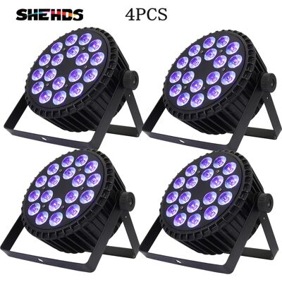 SHEHDS 4 pièces en alliage d'aluminium LED plat Par 18x12W RGBW/18x18W RGBWA + UV LED éclairage DMX512 Disco professionnel scène DJ équipement - Publicité SHEHDS 4 pièces en alliage d'aluminium LED plat Par 18x12W RGBW/18x18W RGBWA + UV LED éclairage DMX512 Disco professionnel scène DJ équipement - Publicité