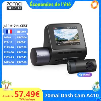 70mai Dash Cam A410 avant 1440P arrière 1080P voiture DVR mis à niveau Ver. de 70mai A400 Enregistreur de voiture 24H Mode de stationnement Prise en charge maximale 256 Go - Publicité 70mai Dash Cam A410 avant 1440P arrière 1080P voiture DVR mis à niveau Ver. de 70mai A400 Enregistreur de voiture 24H Mode de stationnement Prise en charge maximale 256 Go - Publicité