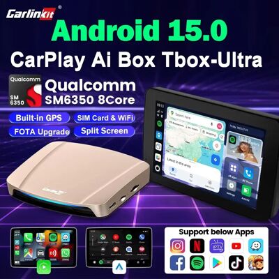 CarlinKit Android 15 Ultra SM6350 8G + 256GB/128GB CarPlay Ai Box pour Netflix YouTube FOTA mise à niveau sans fil Android Auto boîte intelligente - Publicité CarlinKit Android 15 Ultra SM6350 8G + 256GB/128GB CarPlay Ai Box pour Netflix YouTube FOTA mise à niveau sans fil Android Auto boîte intelligente - Publicité