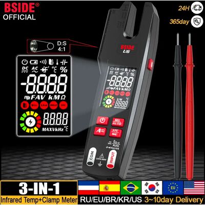 BSIDE pince multimètre numérique professionnelle U6 fourche 600A ampèremètre pince T-RMS courant alternatif cc OpenJaw testeur électrique multimètre automatique - Publicité BSIDE pince multimètre numérique professionnelle U6 fourche 600A ampèremètre pince T-RMS courant alternatif cc OpenJaw testeur électrique multimètre automatique - Publicité