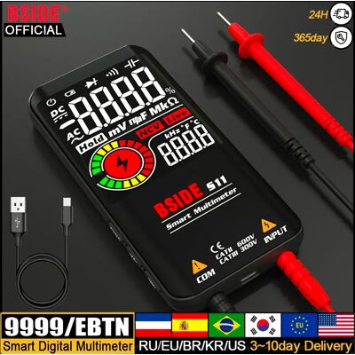 BSIDE multimètre numérique professionnel intelligent 9999 EMF multitesteur DC AC condensateur de tension Ohm Diode testeur électrique en direct USB charge - Publicité BSIDE multimètre numérique professionnel intelligent 9999 EMF multitesteur DC AC condensateur de tension Ohm Diode testeur électrique en direct USB charge - Publicité