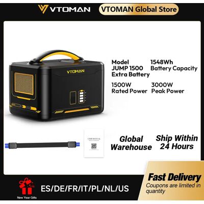 VTOMAN Jump 1500 Batterie supplémentaire 1548 Wh, batterie de secours LiFePO4 (LFP) Jump 1000 & Jump 1500X & Jump 1800 Power - Publicité VTOMAN Jump 1500 Batterie supplémentaire 1548 Wh, batterie de secours LiFePO4 (LFP) Jump 1000 & Jump 1500X & Jump 1800 Power - Publicité