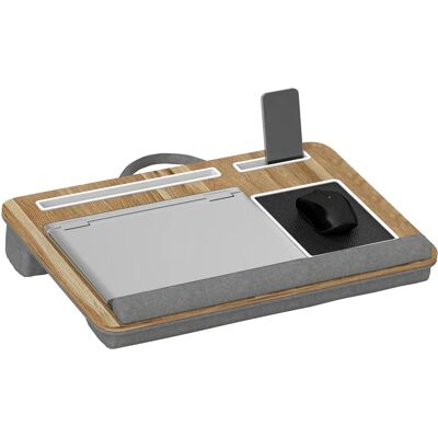 Support pour ordinateur portable Homcom avec coussin repose-poignets en chêne - Publicité Support pour ordinateur portable Homcom avec coussin repose-poignets en chêne - Publicité