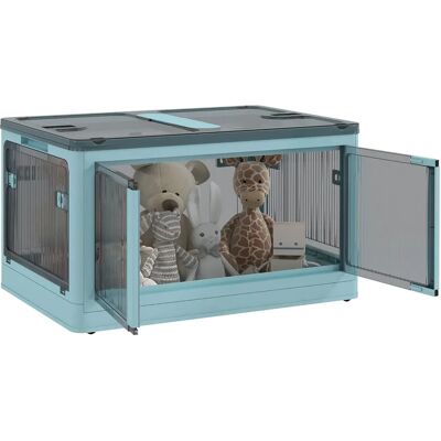 HOMCOM Boîte de rangement empilable avec couvercle et roulettes, MCOM de salle de bain, bleu 69L, 60x42x34 cm - Publicité HOMCOM Boîte de rangement empilable avec couvercle et roulettes, MCOM de salle de bain, bleu 69L, 60x42x34 cm - Publicité