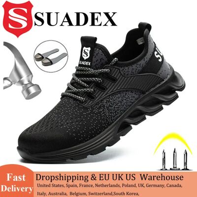 SUADEX Chaussures de sécurité pour hommes – Embout en acier ou composite, anti-écrasement, légères et respirantes (Tailles EUR 37-48) - Publicité SUADEX Chaussures de sécurité pour hommes – Embout en acier ou composite, anti-écrasement, légères et respirantes (Tailles EUR 37-48) - Publicité