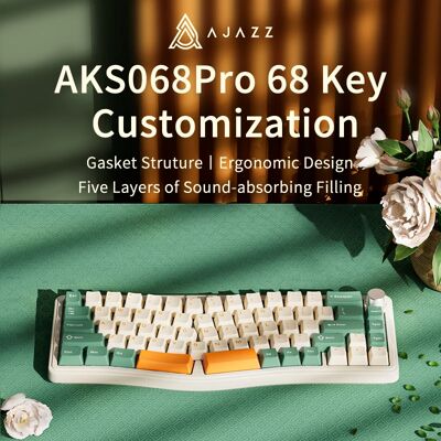 Ajazz-Clavier mécanique de jeu sans fil, AKS068pro Alice, disposition ergonomique du joint, Hotswap RVB, 68 touches - Publicité Ajazz-Clavier mécanique de jeu sans fil, AKS068pro Alice, disposition ergonomique du joint, Hotswap RVB, 68 touches - Publicité