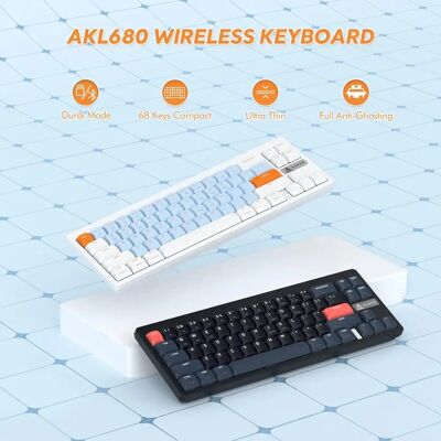 AJAZZ AKL680 65% clavier de jeu mécanique Ultra-mince sans fil 2.4G Bluetooth 5.1 clavier à profil bas pour ordinateur portable Mac Windows - Publicité AJAZZ AKL680 65% clavier de jeu mécanique Ultra-mince sans fil 2.4G Bluetooth 5.1 clavier à profil bas pour ordinateur portable Mac Windows - Publicité