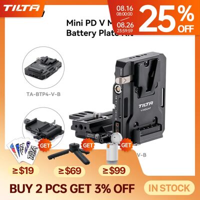 Plaque de batterie TILTA 100W Mini PD V Mount noire avec récepteur ARCA réglable, USB-C, P-Tap et connecteur 2 broches TA-BTP4-V-B - Publicité Plaque de batterie TILTA 100W Mini PD V Mount noire avec récepteur ARCA réglable, USB-C, P-Tap et connecteur 2 broches TA-BTP4-V-B - Publicité