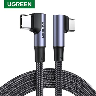 Câble USB Type-C vers Type-C Ugreen, angle de 90 degrés, chargeur rapide PD100W pour ordinateurs portables Apple Macbook, Samsung, Huawei et Xiaomi, pour la charge et le transfert de données, 2 m. Publicité Câble USB Type-C vers Type-C Ugreen, angle de 90 degrés, chargeur rapide PD100W pour ordinateurs portables Apple Macbook, Samsung, Huawei et Xiaomi, pour la charge et le transfert de données, 2 m. Publicité