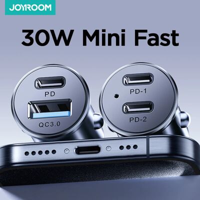 Joyroom 30W USB C chargeur de voiture adaptateur PD QC3.0 Mini & métal USB chargeur rapide chargeur de téléphone pour iPhone Samsung Galaxy - Publicité Joyroom 30W USB C chargeur de voiture adaptateur PD QC3.0 Mini & métal USB chargeur rapide chargeur de téléphone pour iPhone Samsung Galaxy - Publicité
