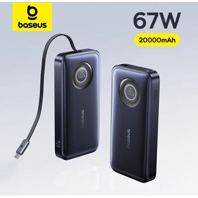 Batterie externe Baseus 67W 20000 mAh à charge rapide avec câble Type-C rétractable intégré pour ordinateurs portables, iPhone 17 16 15 Pro Max, Samsung - Publicité Batterie externe Baseus 67W 20000 mAh à charge rapide avec câble Type-C rétractable intégré pour ordinateurs portables, iPhone 17 16 15 Pro Max, Samsung - Publicité