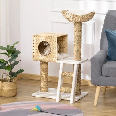 Arbre à Chat PawHut avec Poteaux en Sisal & Lit Supérieur - 57x37x100,5cm - Publicité Arbre à Chat PawHut avec Poteaux en Sisal & Lit Supérieur - 57x37x100,5cm - Publicité