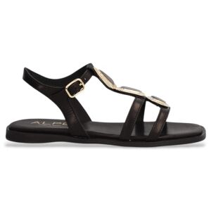 Alpe pour femme. 559417 Sandales en cuir noir Sheila (37), Plat, Boucle, Casuel - Publicité Alpe pour femme. 559417 Sandales en cuir noir Sheila (37), Plat, Boucle, Casuel - Publicité