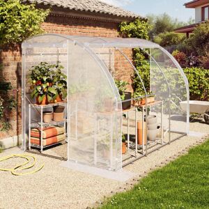 TOOLPORT Serre tunnel adossée 2 x 3 m, bâche en PE, blanche - (9032) - Publicité TOOLPORT Serre tunnel adossée 2 x 3 m, bâche en PE, blanche - (9032) - Publicité