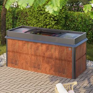 PRIMEYARD 200 x 85 x 77 cm Carré potager surélevé, acier corten, aspect rouille, inclus une mini serre et une protection anti-limaces - (GFPV00790) - Publicité PRIMEYARD 200 x 85 x 77 cm Carré potager surélevé, acier corten, aspect rouille, inclus une mini serre et une protection anti-limaces - (GFPV00790) - Publicité