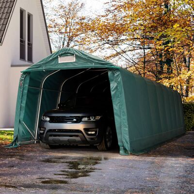 TOOLPORT 3,3x9,6 m, Tente garage, PVC 800, H. 2,1 m, vert foncé, avec statique (type de sol : béton) - (68314) - Publicité TOOLPORT 3,3x9,6 m, Tente garage, PVC 800, H. 2,1 m, vert foncé, avec statique (type de sol : béton) - (68314) - Publicité