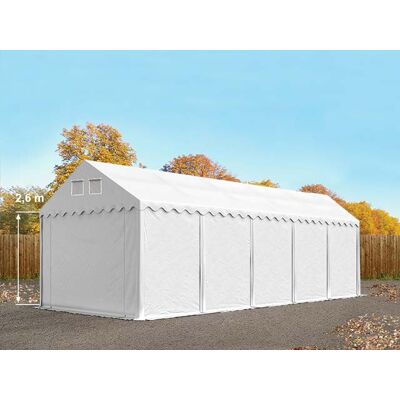TOOLPORT 4x10 m tente de stockage, PVC 800, H. 2,6 m, blanc, sans statique - (7671BL) - Publicité TOOLPORT 4x10 m tente de stockage, PVC 800, H. 2,6 m, blanc, sans statique - (7671BL) - Publicité