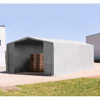 TOOLPORT 8x12 m hangar, PVC 850, H. 4 m avec portes à fermeture Eclair, gris, avec statique (type de sol : terre) - (93945) - Publicité TOOLPORT 8x12 m hangar, PVC 850, H. 4 m avec portes à fermeture Eclair, gris, avec statique (type de sol : terre) - (93945) - Publicité