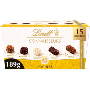 Lindt Connaisseurs assortiment de rochers au chocolat, coffret cadeau 189 g - Publicité Lindt Connaisseurs assortiment de rochers au chocolat, coffret cadeau 189 g - Publicité