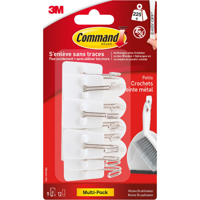 Command Crochet en plastique avec pointe en métal - Lot de 9, blanc, modèle petit - Publicité Command Crochet en plastique avec pointe en métal - Lot de 9, blanc, modèle petit - Publicité