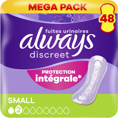 Always Discreet Petits Protège-Slips d'Incontinence pour une Protection Complète - 48 Unités - Publicité Always Discreet Petits Protège-Slips d'Incontinence pour une Protection Complète - 48 Unités - Publicité
