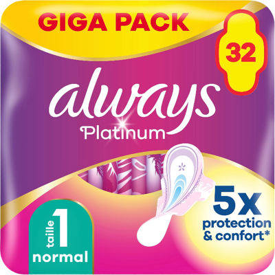 Always Platinum - Serviettes Hygiéniques Normal Plus GP - 32 unités - Publicité Always Platinum - Serviettes Hygiéniques Normal Plus GP - 32 unités - Publicité