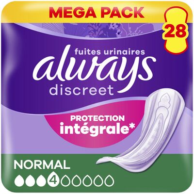 Always Discreet Serviettes Pour Fuites Urinaires Femmes, Normal, Serviettes D'Incontinence - 30 Unités - Publicité Always Discreet Serviettes Pour Fuites Urinaires Femmes, Normal, Serviettes D'Incontinence - 30 Unités - Publicité