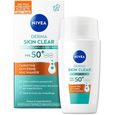 NIVEA Derma Skin Clear Fluide Hydratant SPF50+ - 40 ml - Publicité NIVEA Derma Skin Clear Fluide Hydratant SPF50+ - 40 ml - Publicité