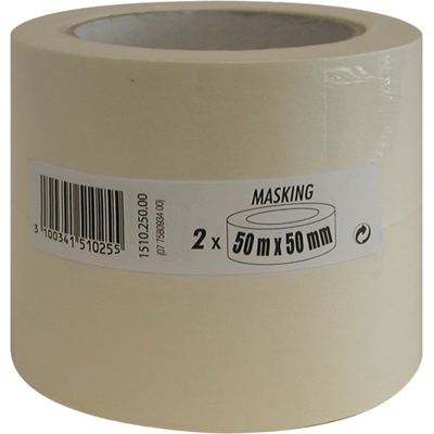 Ruban de Masquage Lisse - Lot de 2 Beige 50m x 50mm - Publicité Ruban de Masquage Lisse - Lot de 2 Beige 50m x 50mm - Publicité