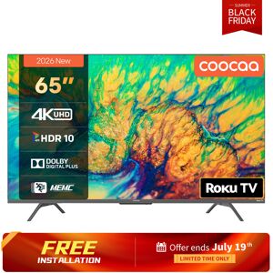 Coocaa TV Smart 65 pouces UHD avec Roku TV, HDR10, EyeCare Premium (faible lumière bleue), triple tuner, streaming fluide - Publicité Coocaa TV Smart 65 pouces UHD avec Roku TV, HDR10, EyeCare Premium (faible lumière bleue), triple tuner, streaming fluide - Publicité