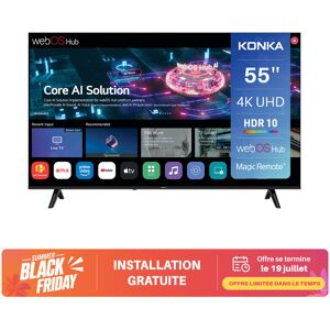 Konka DLED 55 pouces (139 cm) Smart TV - 4K Ultra HD, webOS Hub, HDR10, MEMC, Magic Remote et contrôle vocal ThinQ AI, Airplay et Google Cast, WiFi, Bluetooth, HDMI eARC - UDG55HK684ANTS - Publicité Konka DLED 55 pouces (139 cm) Smart TV - 4K Ultra HD, webOS Hub, HDR10, MEMC, Magic Remote et contrôle vocal ThinQ AI, Airplay et Google Cast, WiFi, Bluetooth, HDMI eARC - UDG55HK684ANTS - Publicité