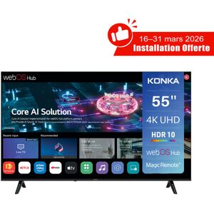 KONKA UDG55HK684ANTS Téléviseur 55 pouces 4K Ultra HD, système d’exploitation webOS, HDR10, MEMC, Magic Remote et contrôle vocal ThinQ IA, Airplay et Google Cast, WiFi, Bluetooth, HDMI eARC et installation gratuite - Publicité KONKA UDG55HK684ANTS Téléviseur 55 pouces 4K Ultra HD, système d’exploitation webOS, HDR10, MEMC, Magic Remote et contrôle vocal ThinQ IA, Airplay et Google Cast, WiFi, Bluetooth, HDMI eARC et installation gratuite - Publicité