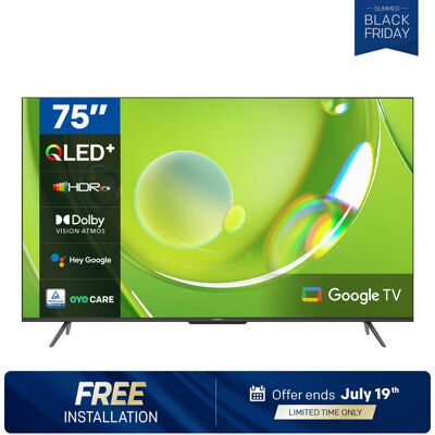 Smart TV METZ, MQD7500Z, 75", QLED, 4K UHD, HDR 10, Google TV, HDMI et USB, Fin, Moderne, Noir - Publicité Smart TV METZ, MQD7500Z, 75", QLED, 4K UHD, HDR 10, Google TV, HDMI et USB, Fin, Moderne, Noir - Publicité