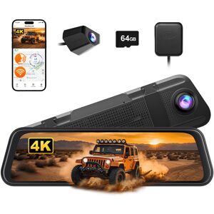WOLFBOX M40 Dashcam 10" avant et arrière 4K+1080P avec commande vocale, carte SD 64 Go incluse, Wi-Fi et GPS - Publicité WOLFBOX M40 Dashcam 10" avant et arrière 4K+1080P avec commande vocale, carte SD 64 Go incluse, Wi-Fi et GPS - Publicité