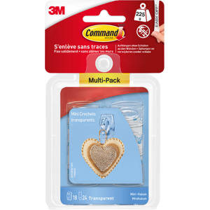 Command INPROB Lot de 18 mini crochets transparents - Publicité Command INPROB Lot de 18 mini crochets transparents - Publicité