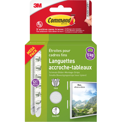 Command Lot de languettes de fixation amovibles pour tableau - Lot de 12 paires - Rayon QI Blanc Cadres fins - Publicité Command Lot de languettes de fixation amovibles pour tableau - Lot de 12 paires - Rayon QI Blanc Cadres fins - Publicité
